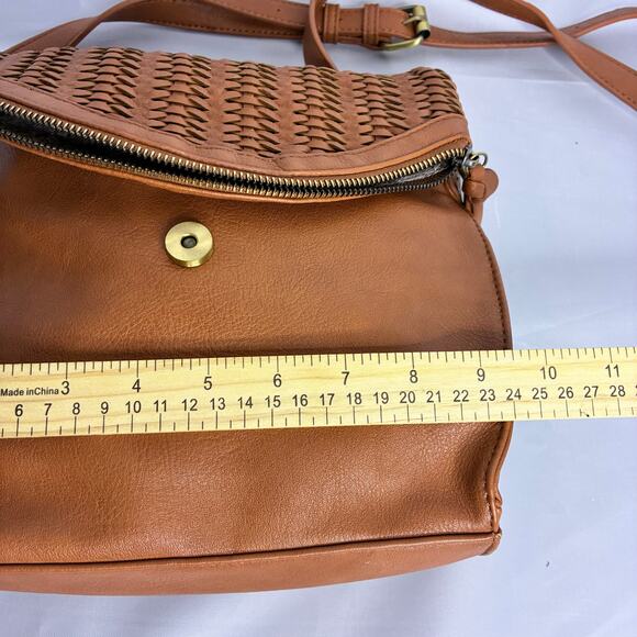 Sasha + Sofi Brown Faux Leather Satchel Bag Crossbody Purse Pockets Adjustable - Picture 7 of 11